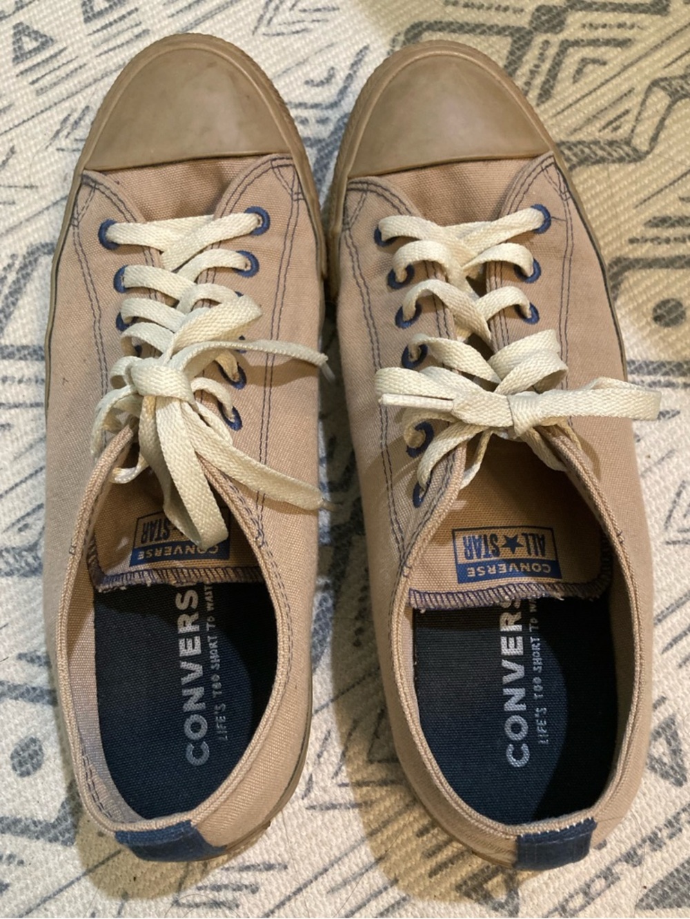 Converse Unisex All Star Renew Cotton Chuck Taylor Low Sneaker Tan and Blue 10.5
